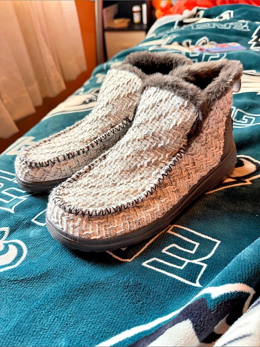 Hey Dude Lea Fur Grey Faux Fur Lined Winter Boots in Brown & Gray